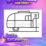 Free Retro Camper Trailer Free Minimalist Line Art Camping Adventure Free SVG - Instant Download