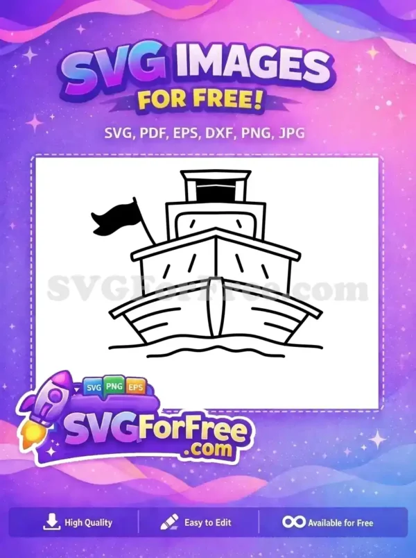Free Ship Front View SVG – Nautical Craft Free Design A free nautical ship outline vector, viewed from the front with a flag, ideal for your next free design project. Download this free SVG now!