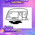 Free Camper Trailer Outline Free Line Art Icon Camping Adventure Free SVG - Instant Download