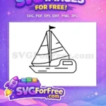 Free Sailboat with Flag Free Line Art Design Nautical Travel Free SVG - Instant Download