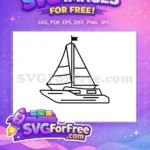 Free Line Art Sailboat Free Black Outline Nautical Icon Free SVG - Instant Download