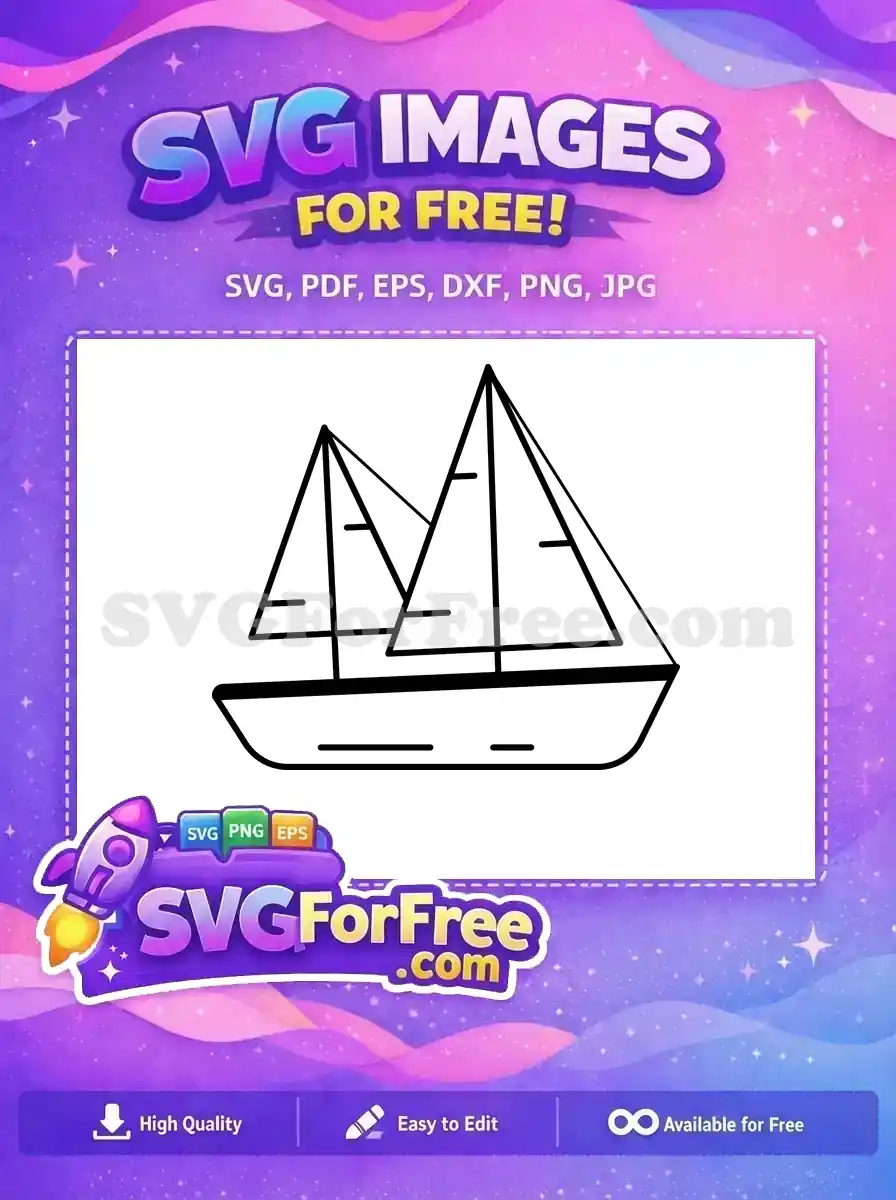 A crisp outline of a two-masted sailboat, a fantastic free vector for maritime design and craft projects. Get this free SVG now!