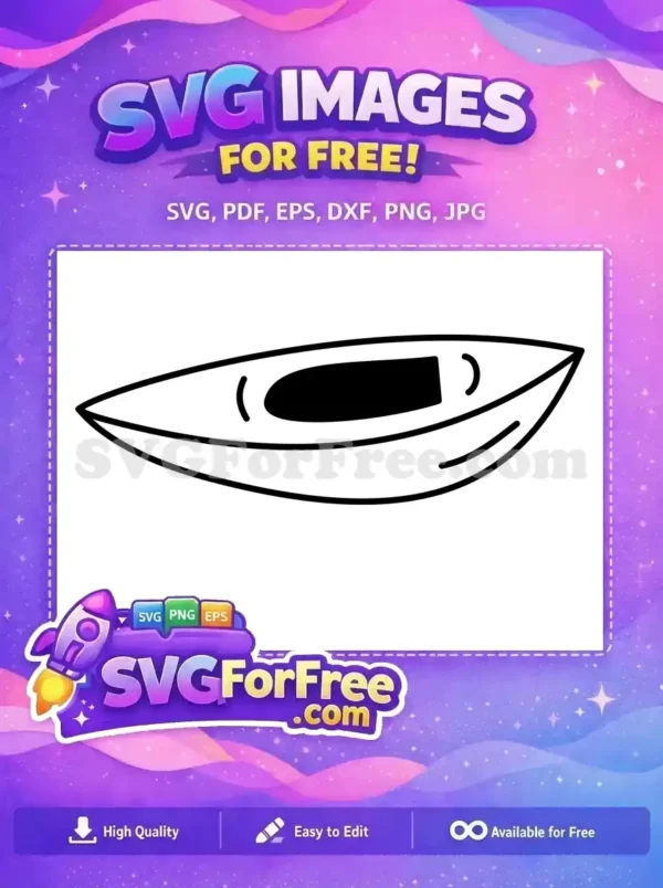 A charming free design of a simple, hand-drawn style boat or kayak, perfect for ocean-themed projects. Get this free vector now!