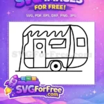 Free Camper Trailer Icon Free Black Line Art Vintage RV Free SVG - Instant Download