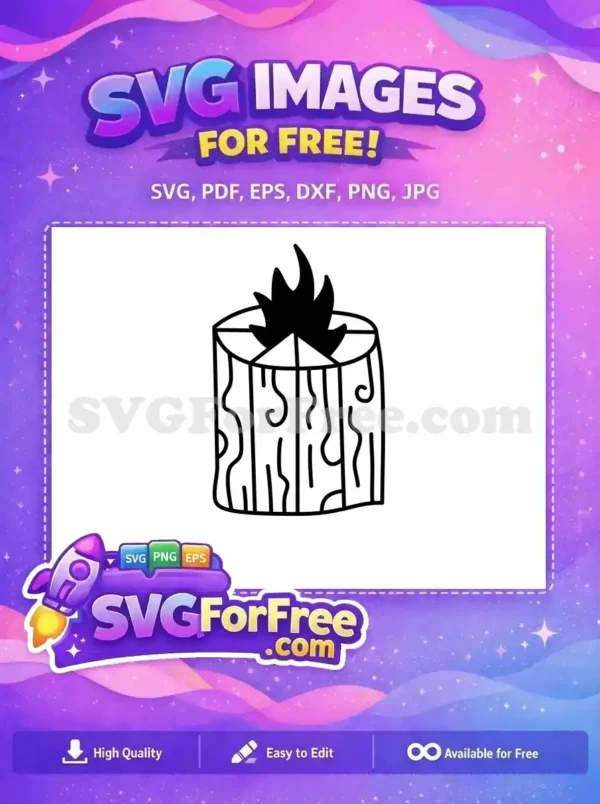 A free doodle-style burning log with abstract flames, a versatile free SVG for cozy and nature-themed designs.