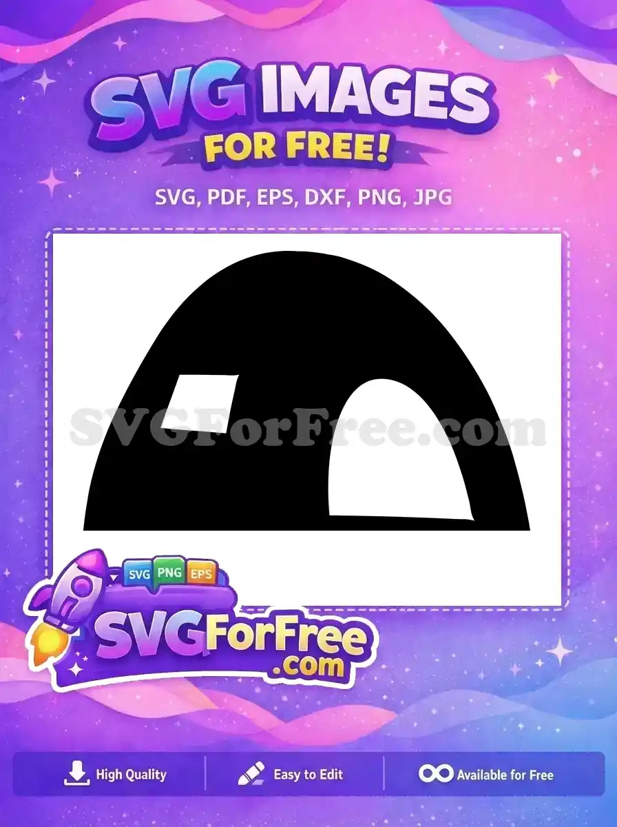 A free minimalist black tent icon with an arched entrance and square window, ideal for any outdoor free design project.