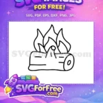 Free Burning Log Outline Free Simple Flames Camping Free SVG - Instant Download