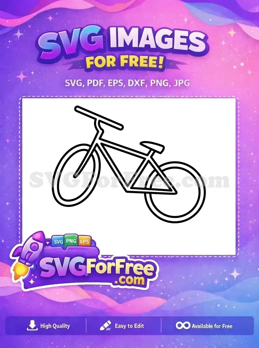 A clean, minimalist free outline of a bicycle, perfect for various design projects. This free vector is easily scalable.