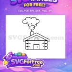 Free Log Cabin Outline Free Smoke from Chimney Camping Free SVG - Instant Download