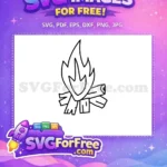 Free Campfire Outline Free Burning Logs Camping Outline Free SVG - Instant Download