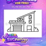 Free Modern House Outline Free Home with Garage Architectural Design Free SVG - Instant Download