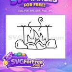 Free Campfire Outline Drawing Free Rocks and Flames Camping Free SVG - Instant Download