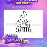 Free Bold Outline Campfire Free Cartoon Flames and Logs Camping Free SVG - Instant Download
