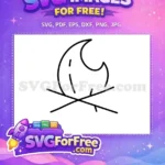 Free Campfire Outline Free Crisscrossed Logs Camping Adventure Free SVG - Instant Download