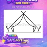 Free Camping Tent Outline Free Black Line Art Outdoor Adventure Free SVG 1 - Instant Download