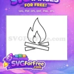 Free Campfire Outline Free Black and White Camping Free SVG - Instant Download