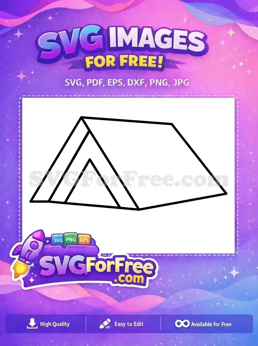 A simple, minimalist outline of a camping tent, perfect for free outdoor adventure designs. Get this free vector!