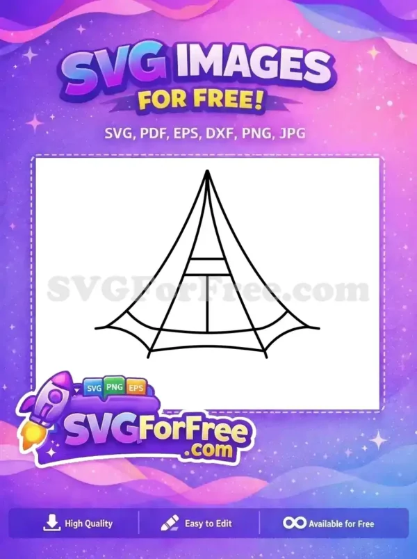 A free outline SVG of a minimalist tent or teepee design, featuring clean lines and a simple structure, ideal for craft projects.