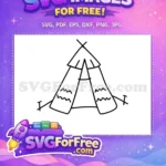 Free Hand-Drawn Teepee Tent Free Simple Black Lines Camping Outline Free SVG - Instant Download