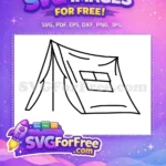Free Camping Tent Outline Free Simple Line Art Outdoor Free SVG - Instant Download