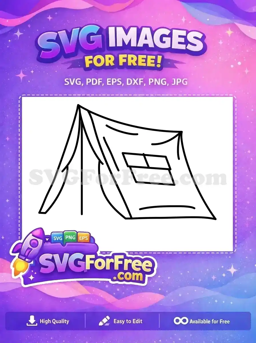 A minimalist free SVG icon featuring a classic A-frame camping tent, ideal for nature and adventure designs.