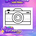 Free Vintage Camera Outline Free Simple Line Art Camping Adventure Free SVG - Instant Download