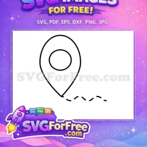Free Location Pin & Path SVG – Simple Navigation Design A free outline icon of a map location pin with a distinct dotted path, ideal for navigation and journey designs. Download this free SVG today!