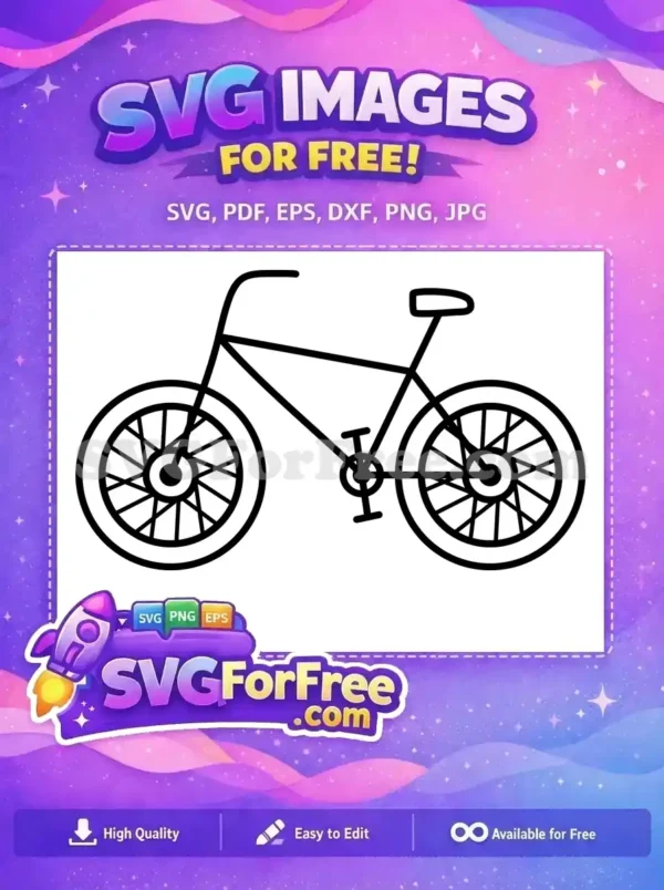 A clean, free bicycle outline SVG, ideal for crafts, web designs, or print. Download this versatile free vector.