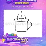 Free Steaming Hot Coffee Mug Free Black Outline Design Camping Outline Free SVG - Instant Download