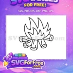 Free Burning Logs Outline Free Campfire Line Art Camping Free SVG - Instant Download