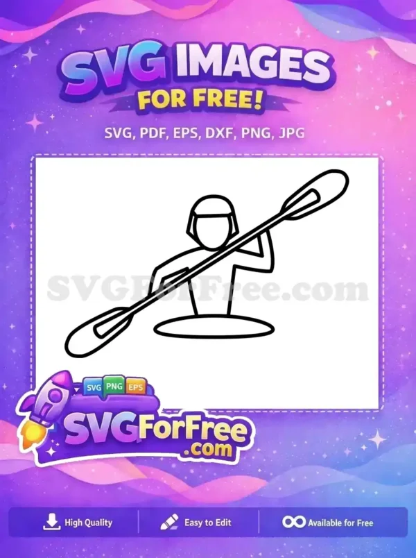 A free minimalist SVG icon of a person kayaking, wearing a helmet and holding a paddle. Ideal for sports designs.