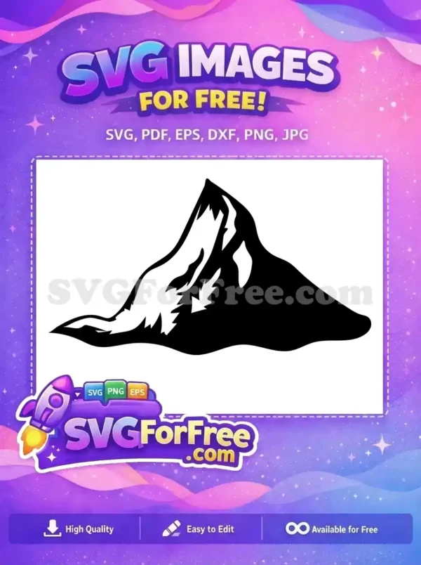 A striking free black mountain silhouette, ideal for nature-themed designs. This free SVG offers bold, clear lines.