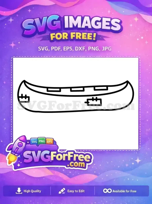 A minimalist free canoe design, perfect for outdoor crafts. This free SVG icon offers clean lines and an iconic shape.