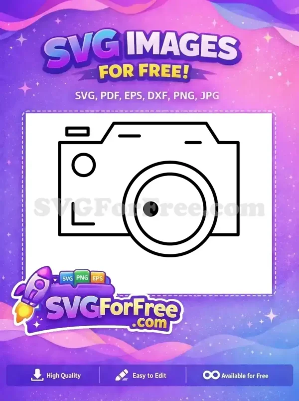 A clean, minimalist outline camera icon, a free design perfect for web, print, and mobile applications. Get this free vector now.