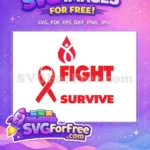 Free Red Ribbon Free Fight Survive Quote Cancer Awareness Free SVG - Instant Download