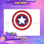 Free Red White Blue Shield Free Cartoon Star Captain America Free SVG - Instant Download