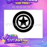 Free Black Star Shield Free Cartoon Design Captain America Marvel Free SVG - Instant Download