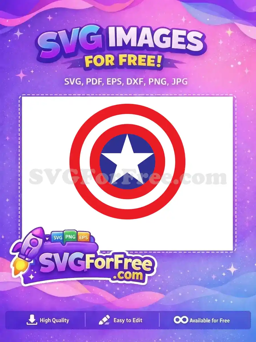 A vibrant, free Captain America shield design, featuring concentric red, white, and blue circles with a central white star.
