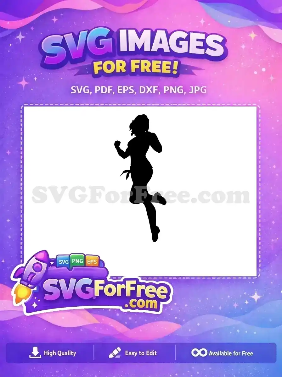 Dynamic free female silhouette in an action pose, perfect for enhancing your designs. This versatile free SVG offers strong visual appeal and creative freedom.