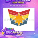 Free Gold Star Emblem Free Red and Blue Wings Captain Marvel Free SVG - Instant Download