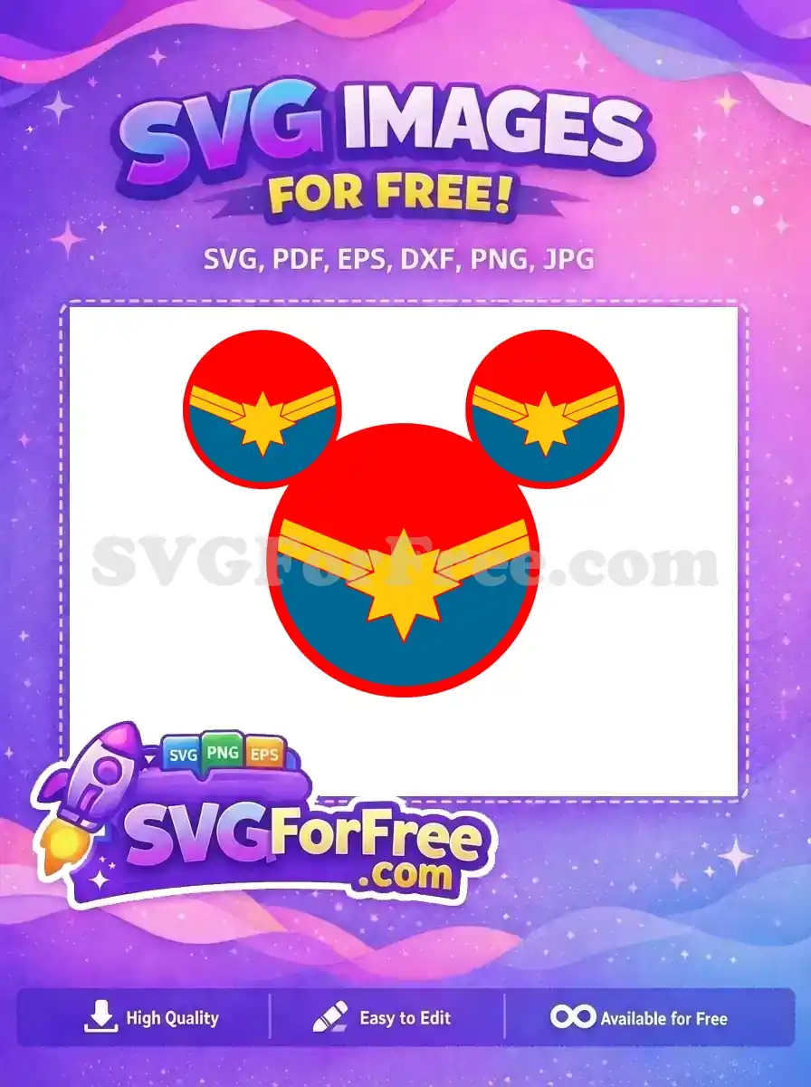 A free Captain Marvel star logo combined with a Mickey Mouse silhouette, vibrant and ready for your projects.