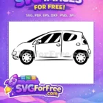 Free Compact Car Outline Free Black and White Hatchback Graphic Free SVG - Instant Download