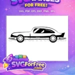 Free Classic Car Outline Free Black And White Retro Automobile Design Free SVG - Instant Download