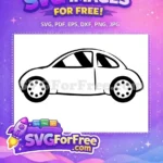 Free Classic Car Outline Free Rounded Beetle Shape Automobile Free SVG - Instant Download