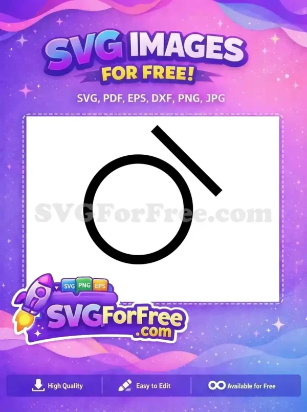 A free abstract SVG design featuring a bold black circle outline with a thick diagonal line hovering above it. Clean and versatile.