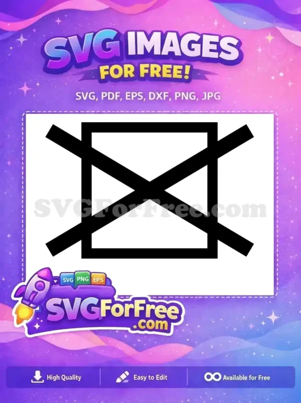 A clear "No" symbol free design, depicting a square with a diagonal cross, ideal for warning or restriction icons. Download this free vector.