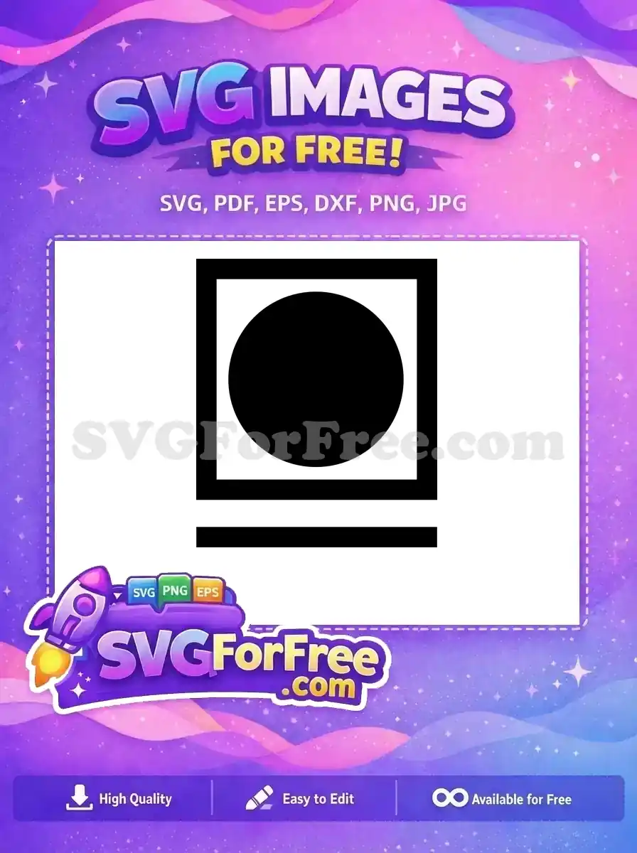 A free minimalist black circle design within a white square frame, enhanced with a bold black border. Ideal free vector.