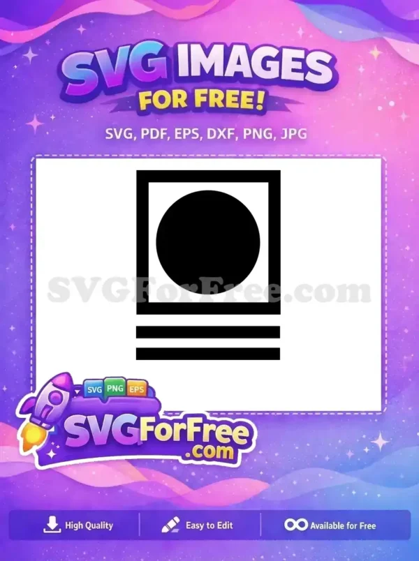 A free minimalist SVG icon: black circle in a square frame, with two horizontal lines. Versatile free graphic for modern UIs.