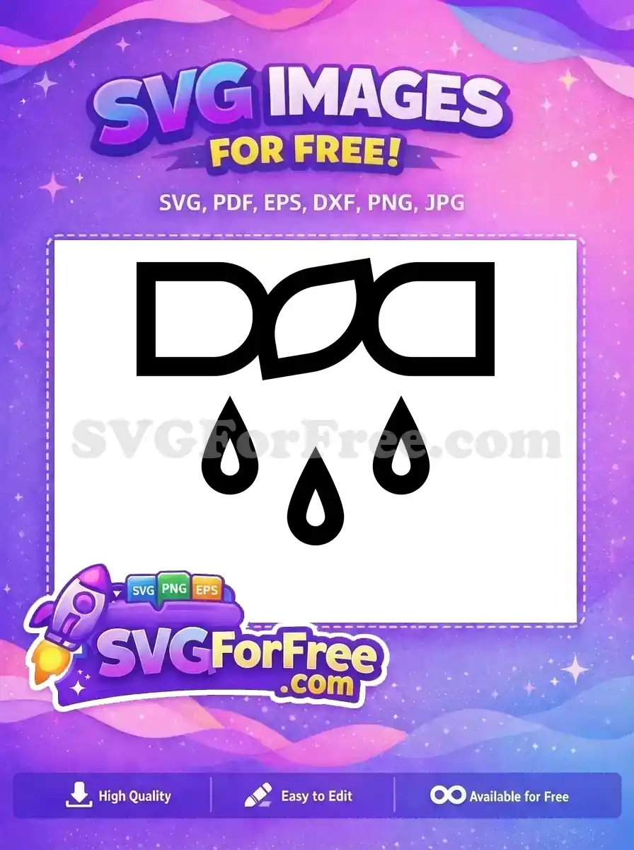 A clear black and white free SVG icon depicting three falling raindrops from a stylized cloud. Clean, modern, and free design for various uses.