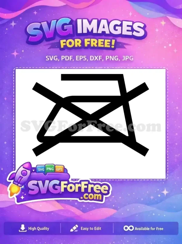 A clear black 'Do Not Iron' laundry symbol, crossed out iron design, available as a free vector graphic.